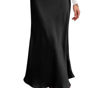 2025 Womens Summer Fall Long Satin Skirt Silk Elegant High Waist Cocktail Party